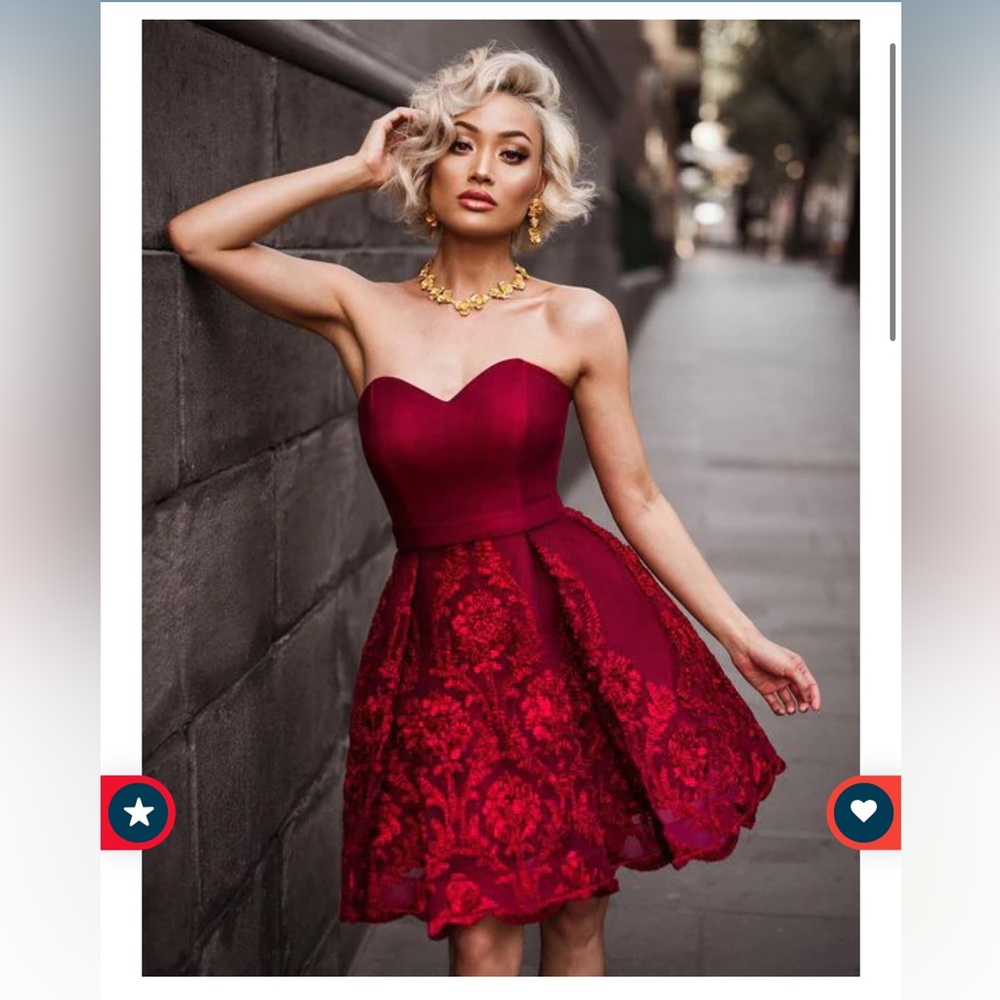 Burgundy Homecoming/Prom Dress Sweetheart Lace